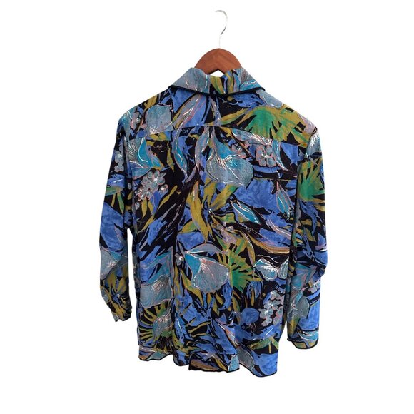Carole Tomkins The Big Shirt Women’s Blouse – Abstract Floral Print, Rayon, Over - Picture 3 of 9